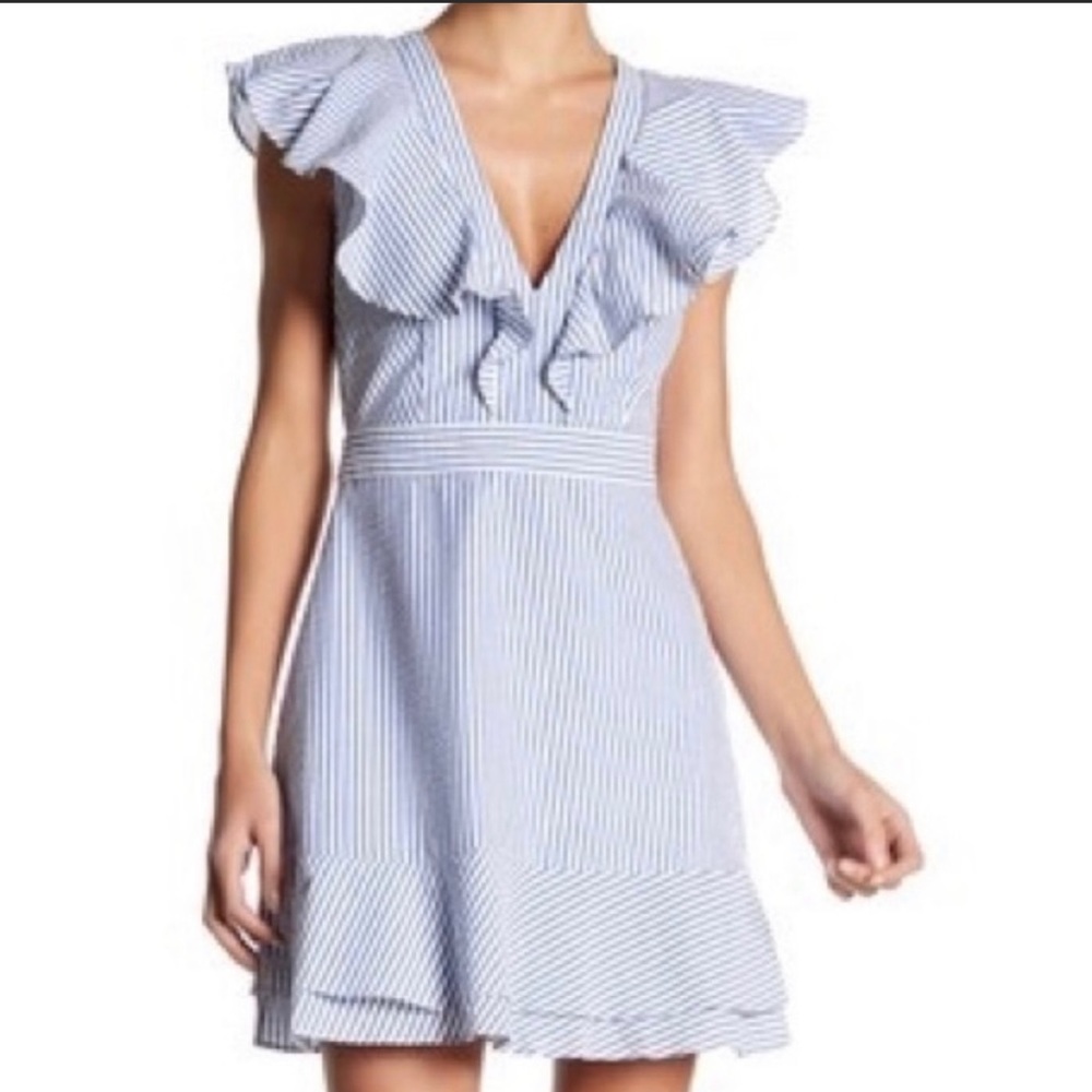 Wayf striped ruffle dress size small